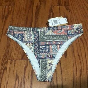 NWT Quicksilver Size XL High Waist Band Bikini Bottoms Swim BJN6 New Paisley